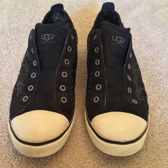 UGG Laela Sparkles Slip On Black Sneakers Suede Sequins - Picture 4 of 11